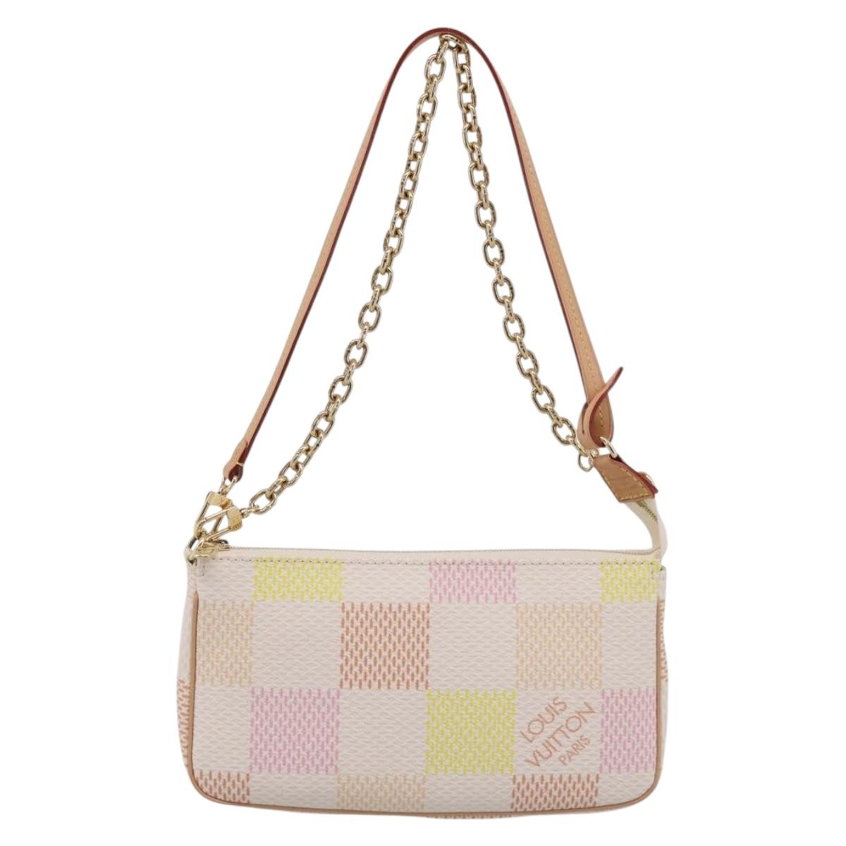LOUIS VUITTON Damier Licious Pochette Pouch Peach N40642 LV Auth 210081SM