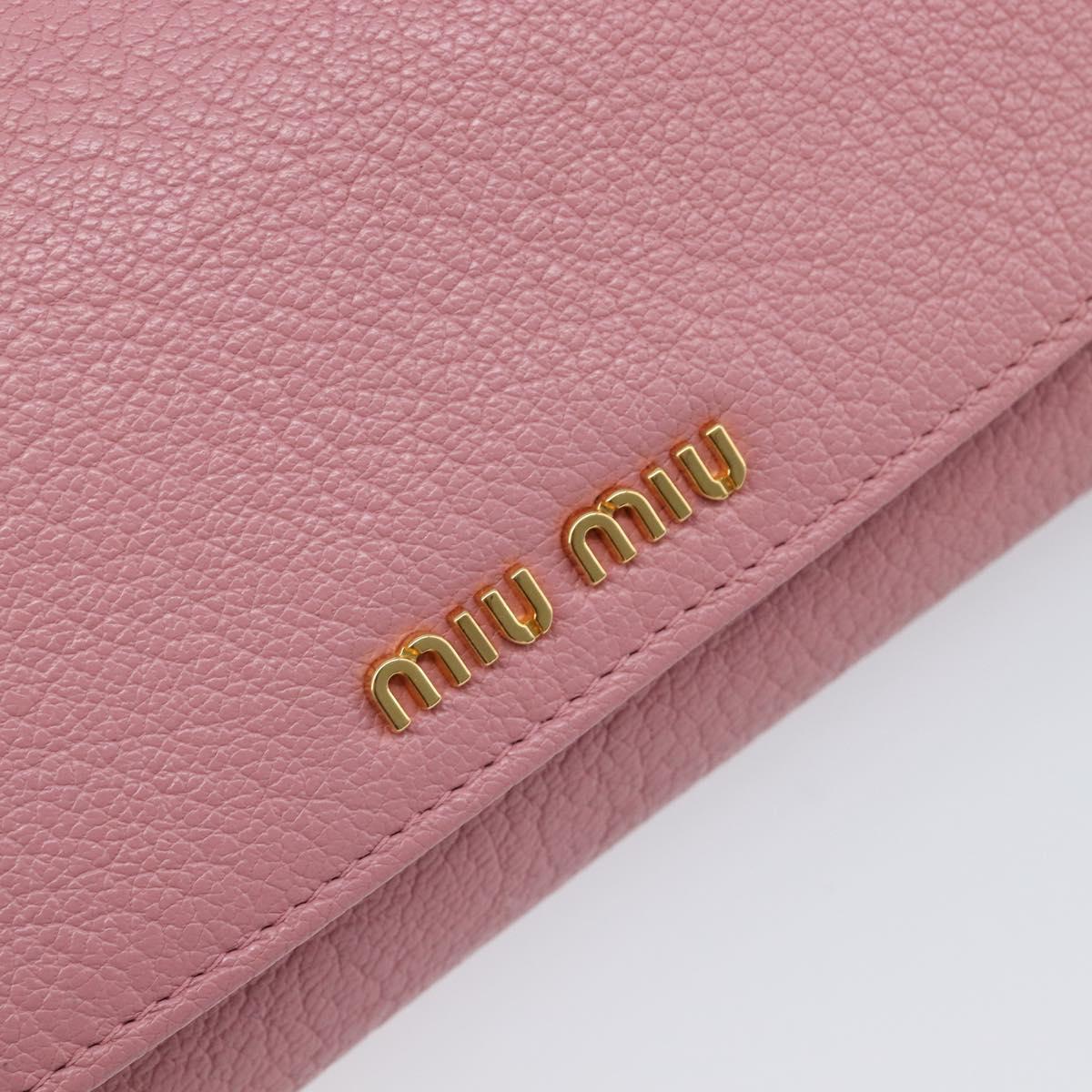 Miu Miu Chain wallet Shoulder Bag Leather Pink Gold Auth 210082V