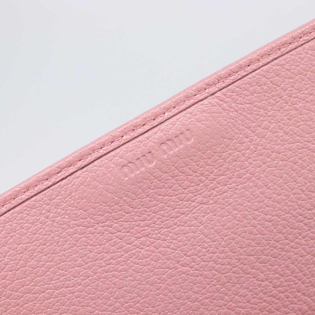 Miu Miu Chain wallet Shoulder Bag Leather Pink Gold Auth 210082V
