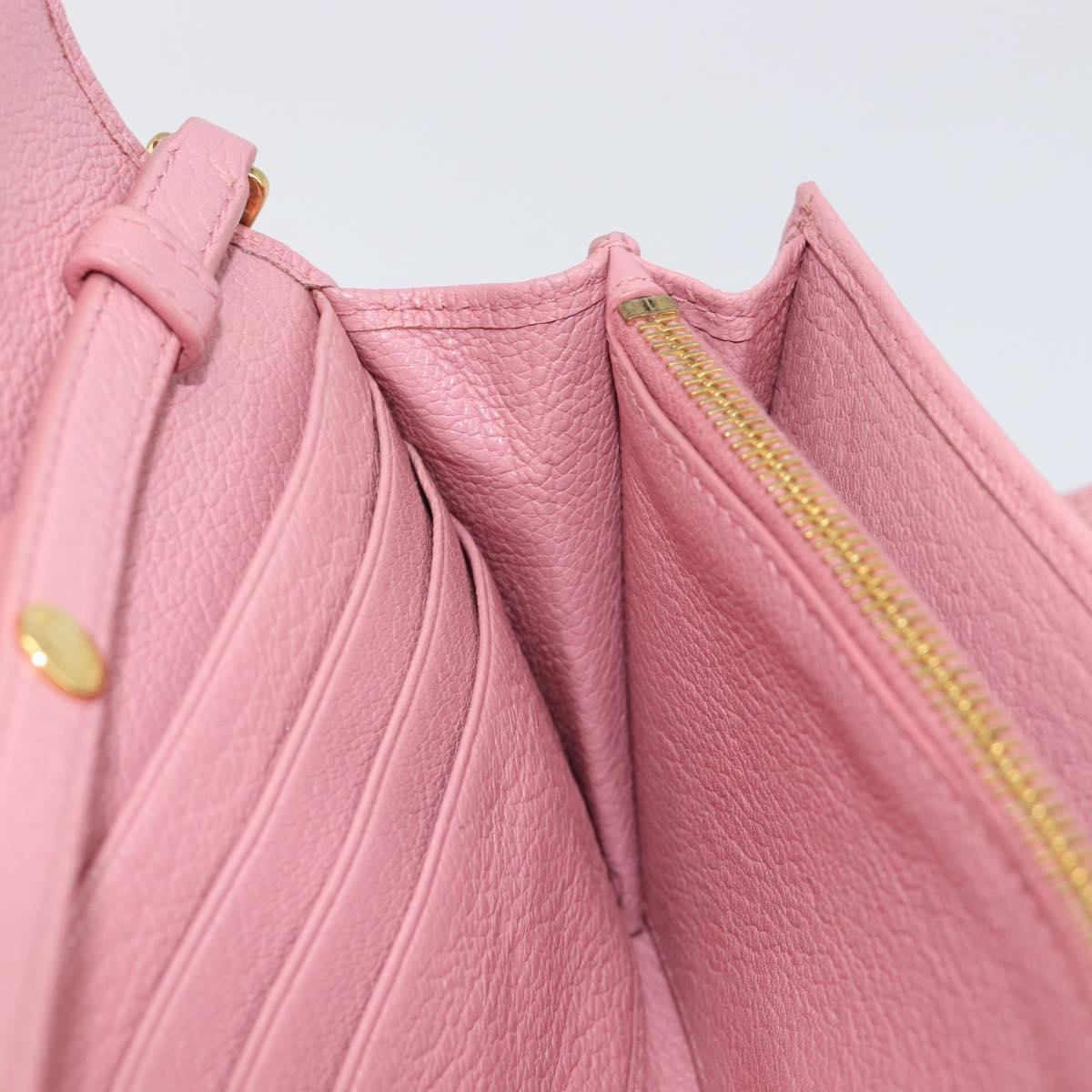 Miu Miu Chain wallet Shoulder Bag Leather Pink Gold Auth 210082V