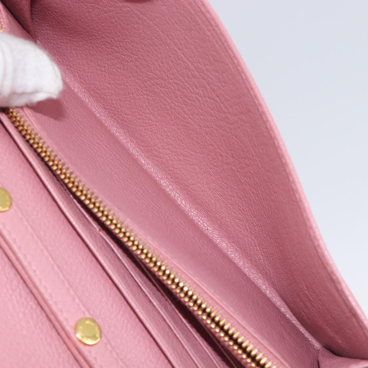 Miu Miu Chain wallet Shoulder Bag Leather Pink Gold Auth 210082V