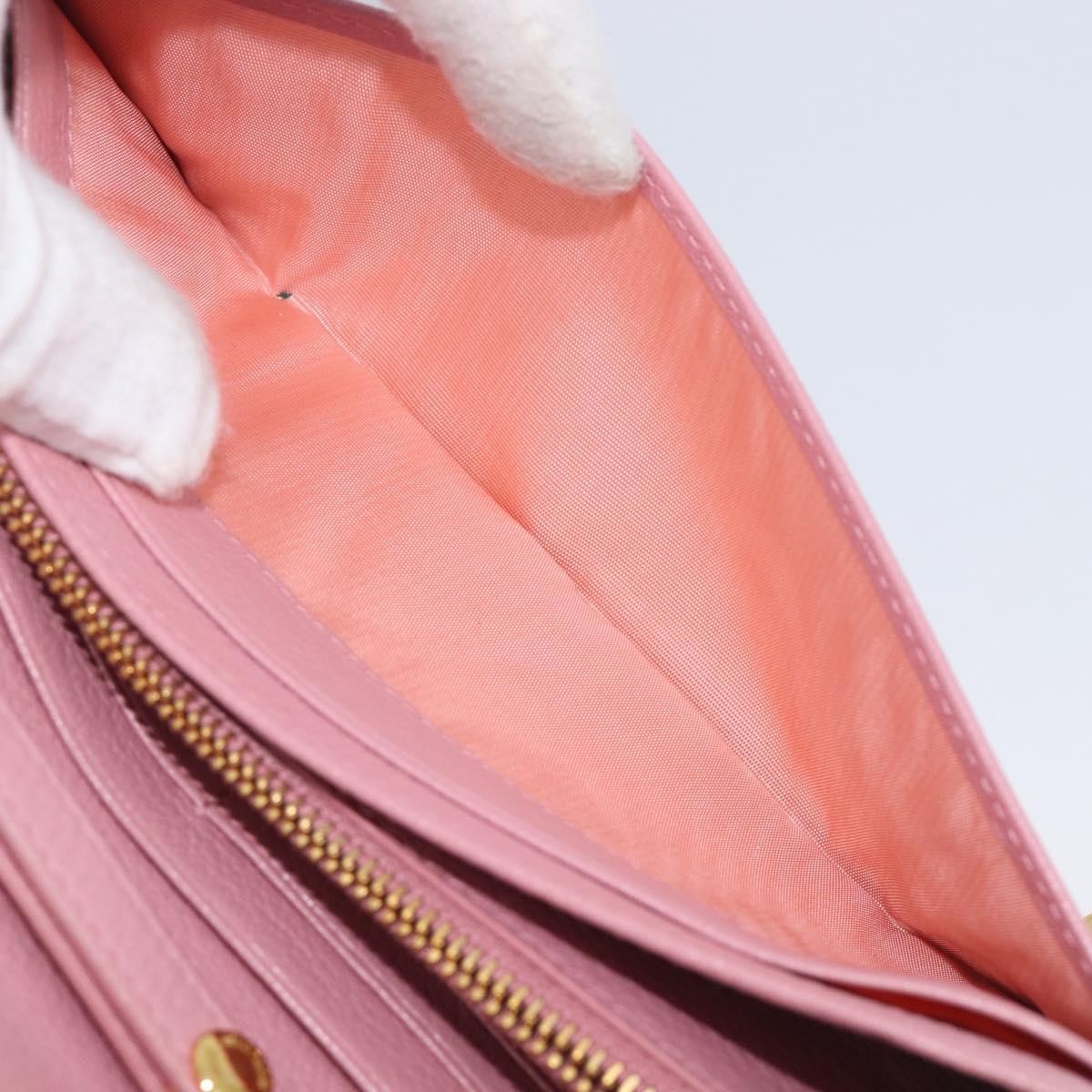 Miu Miu Chain wallet Shoulder Bag Leather Pink Gold Auth 210082V