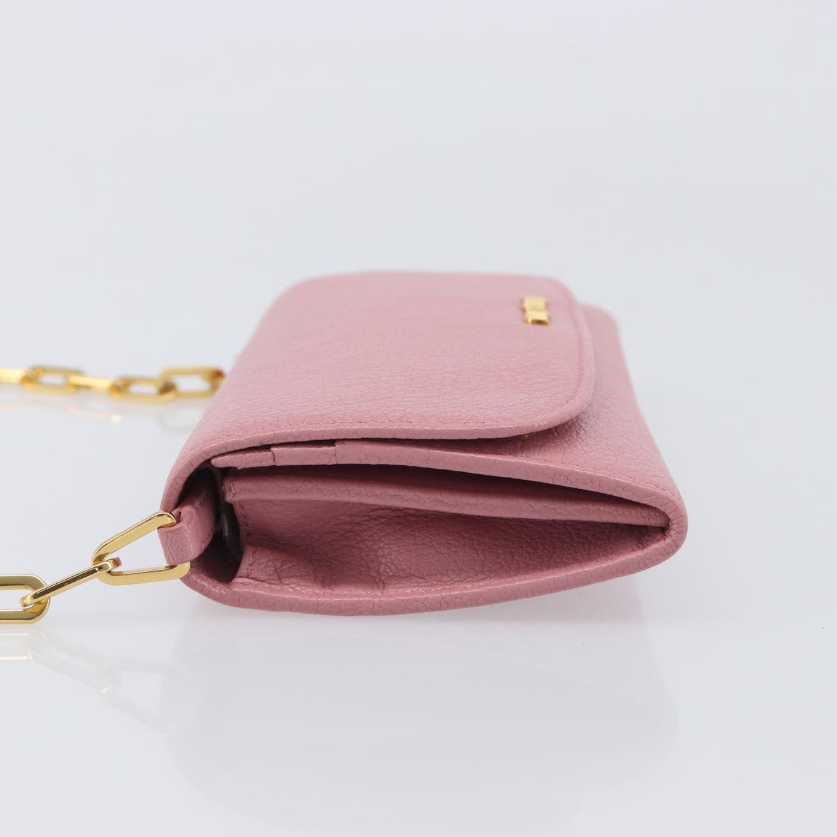 Miu Miu Chain wallet Shoulder Bag Leather Pink Gold Auth 210082V