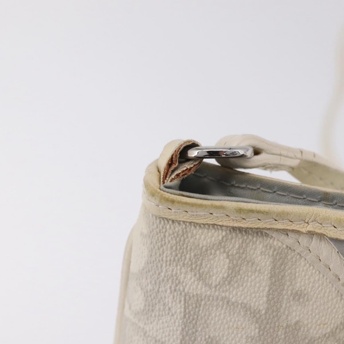 Christian Dior Trotter Canvas Romantic Shoulder Bag PVC White Silver Auth 210088