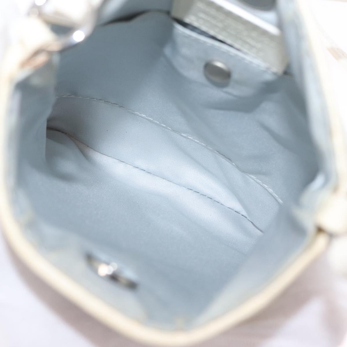 Christian Dior Trotter Canvas Romantic Shoulder Bag PVC White Silver Auth 210088
