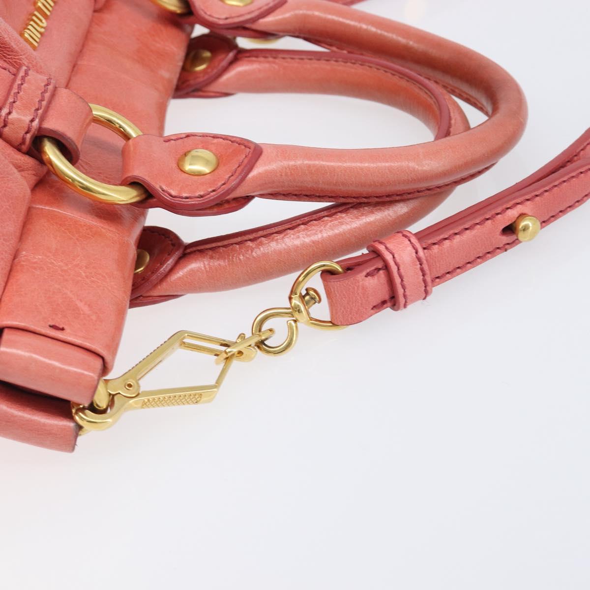 Miu Miu Hand Bag Leather 2way Pink Gold Auth 210090V
