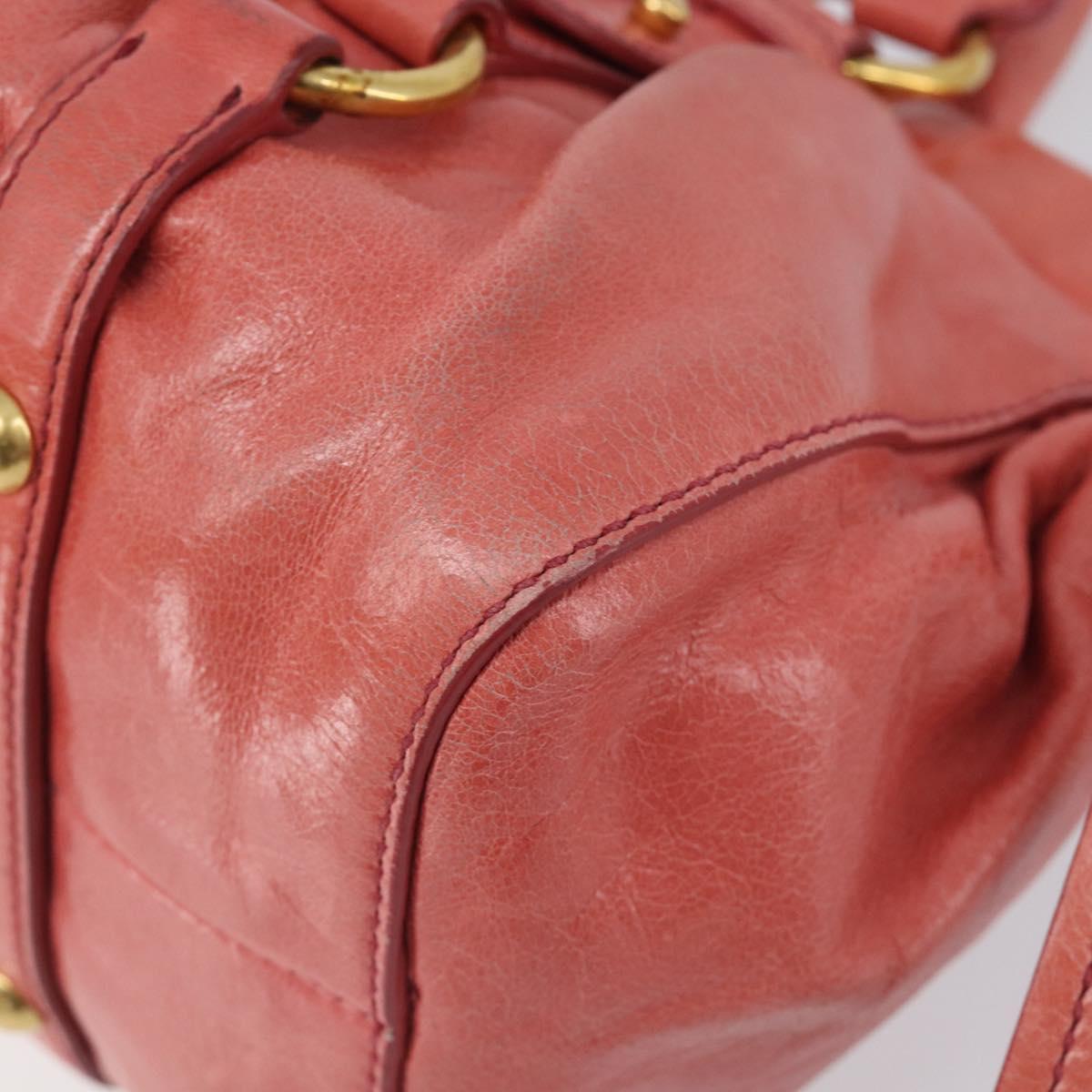 Miu Miu Hand Bag Leather 2way Pink Gold Auth 210090V