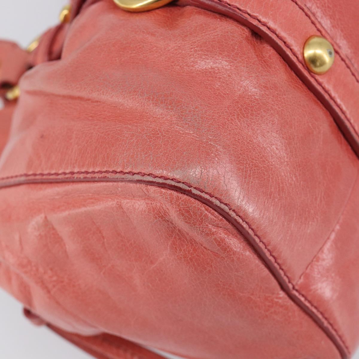 Miu Miu Hand Bag Leather 2way Pink Gold Auth 210090V