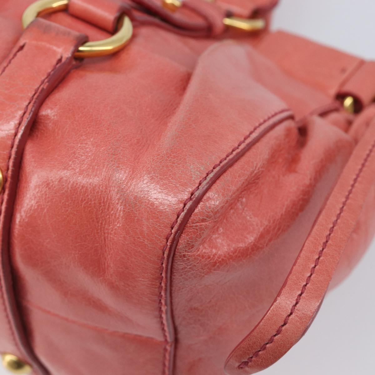 Miu Miu Hand Bag Leather 2way Pink Gold Auth 210090V