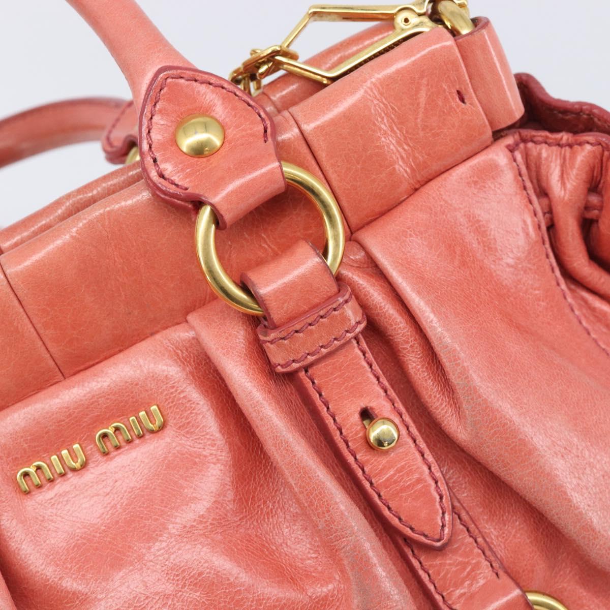 Miu Miu Hand Bag Leather 2way Pink Gold Auth 210090V