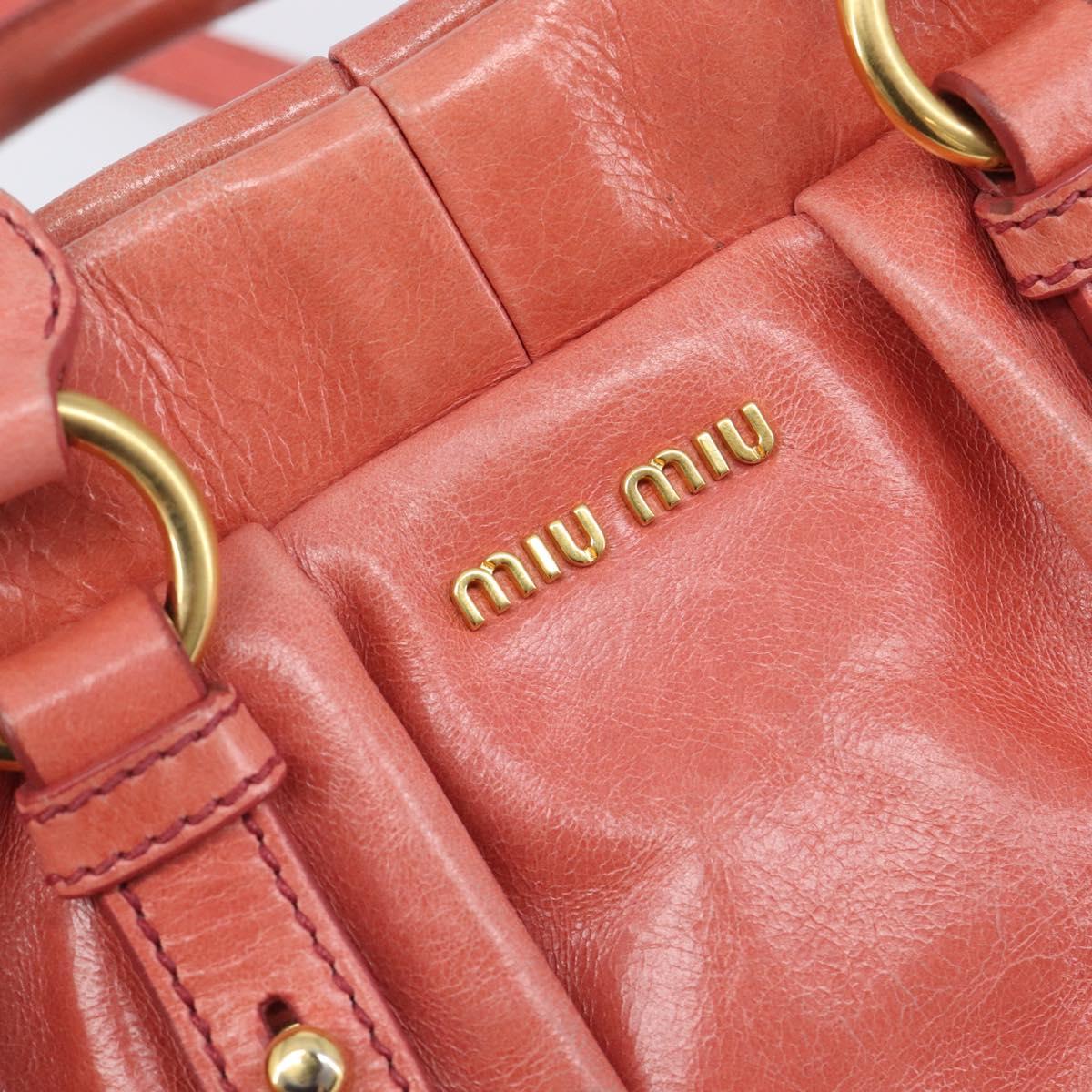 Miu Miu Hand Bag Leather 2way Pink Gold Auth 210090V