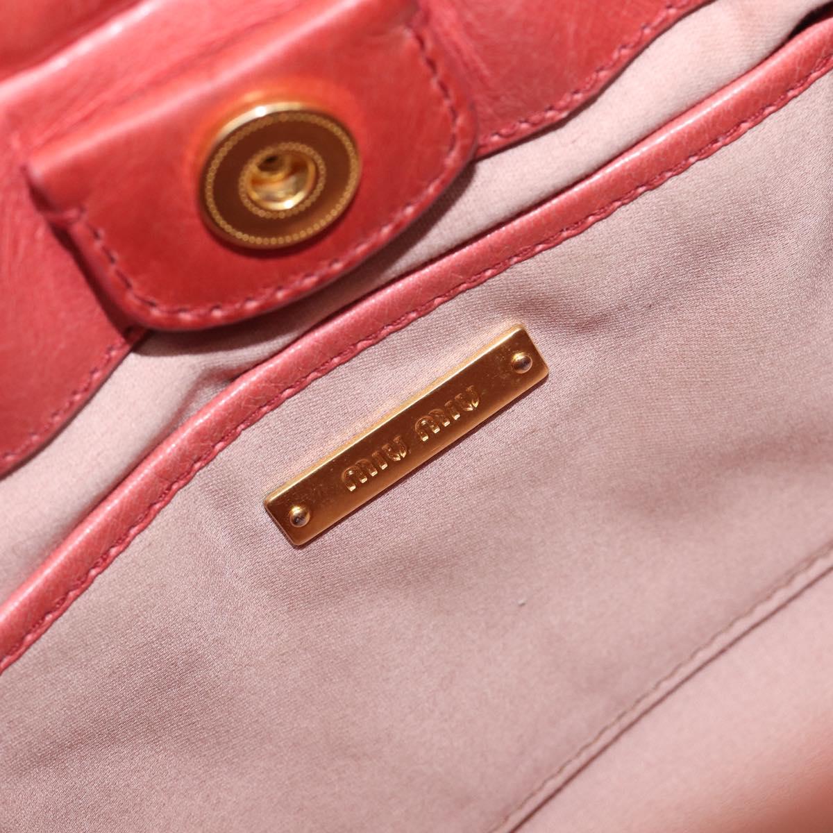 Miu Miu Hand Bag Leather 2way Pink Gold Auth 210090V