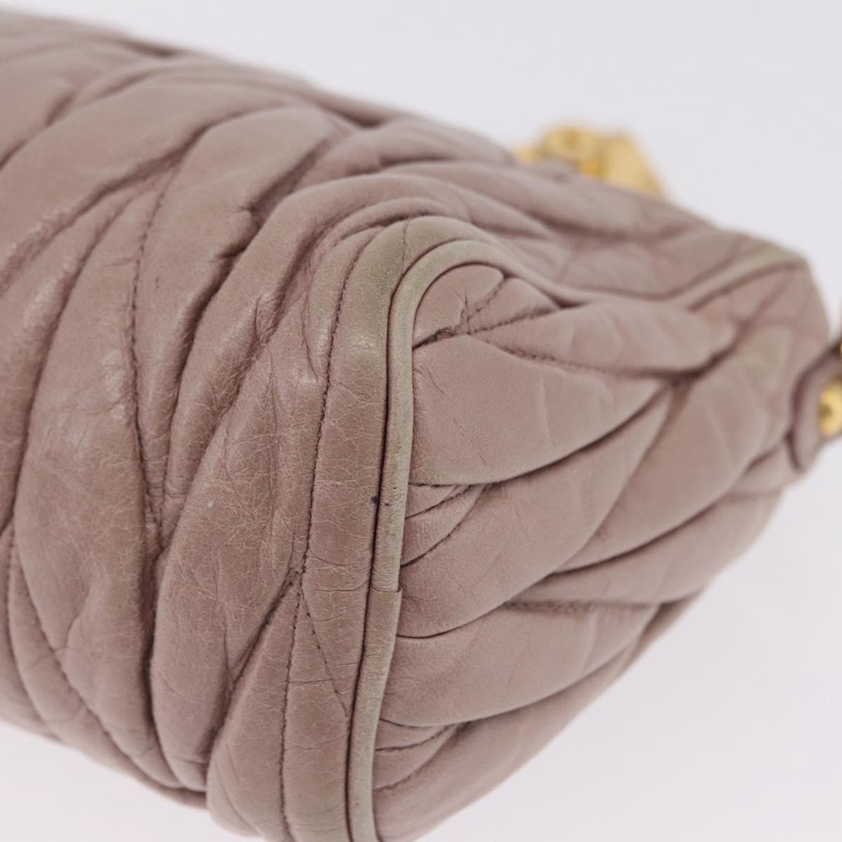 Miu Miu Matelasse Shoulder Bag Leather Pink Gold Auth 210096