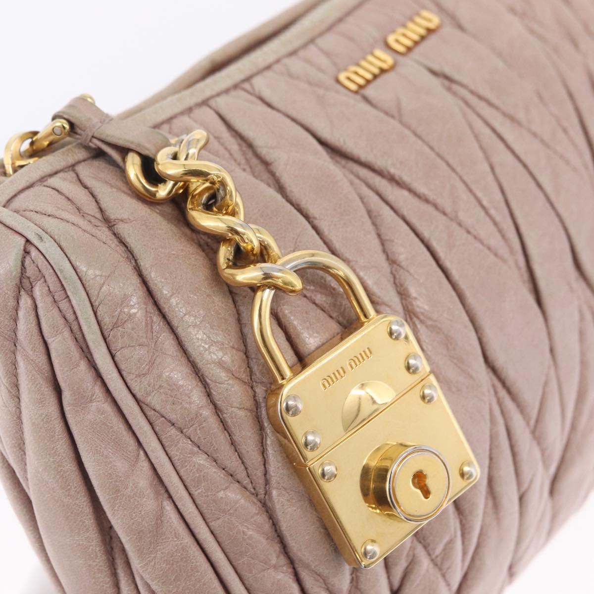 Miu Miu Matelasse Shoulder Bag Leather Pink Gold Auth 210096