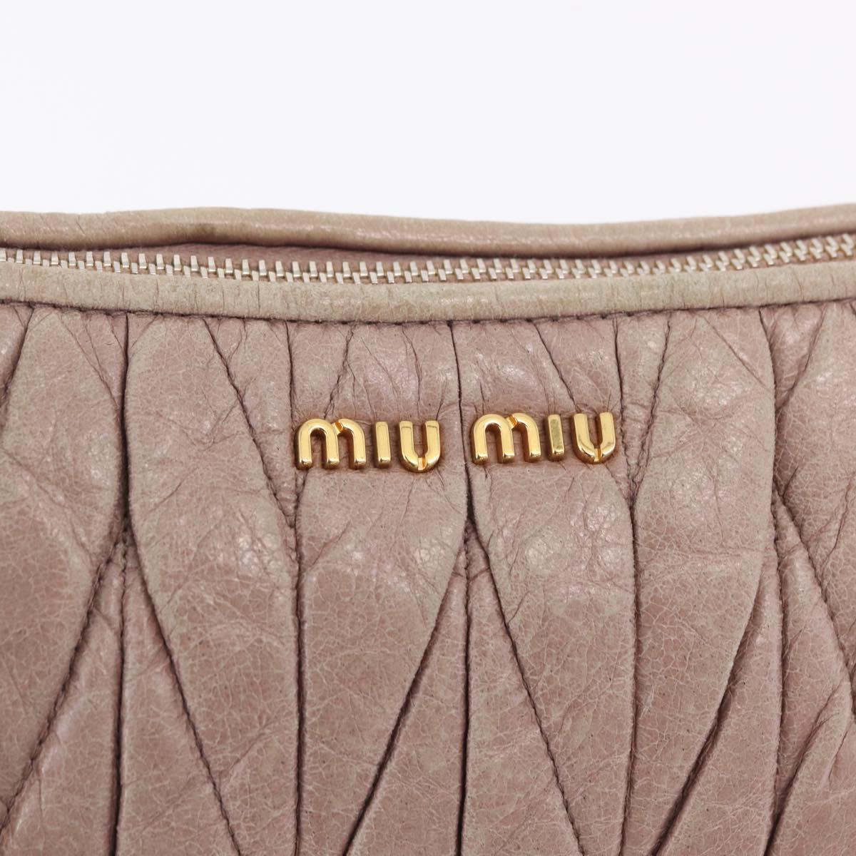 Miu Miu Matelasse Shoulder Bag Leather Pink Gold Auth 210096