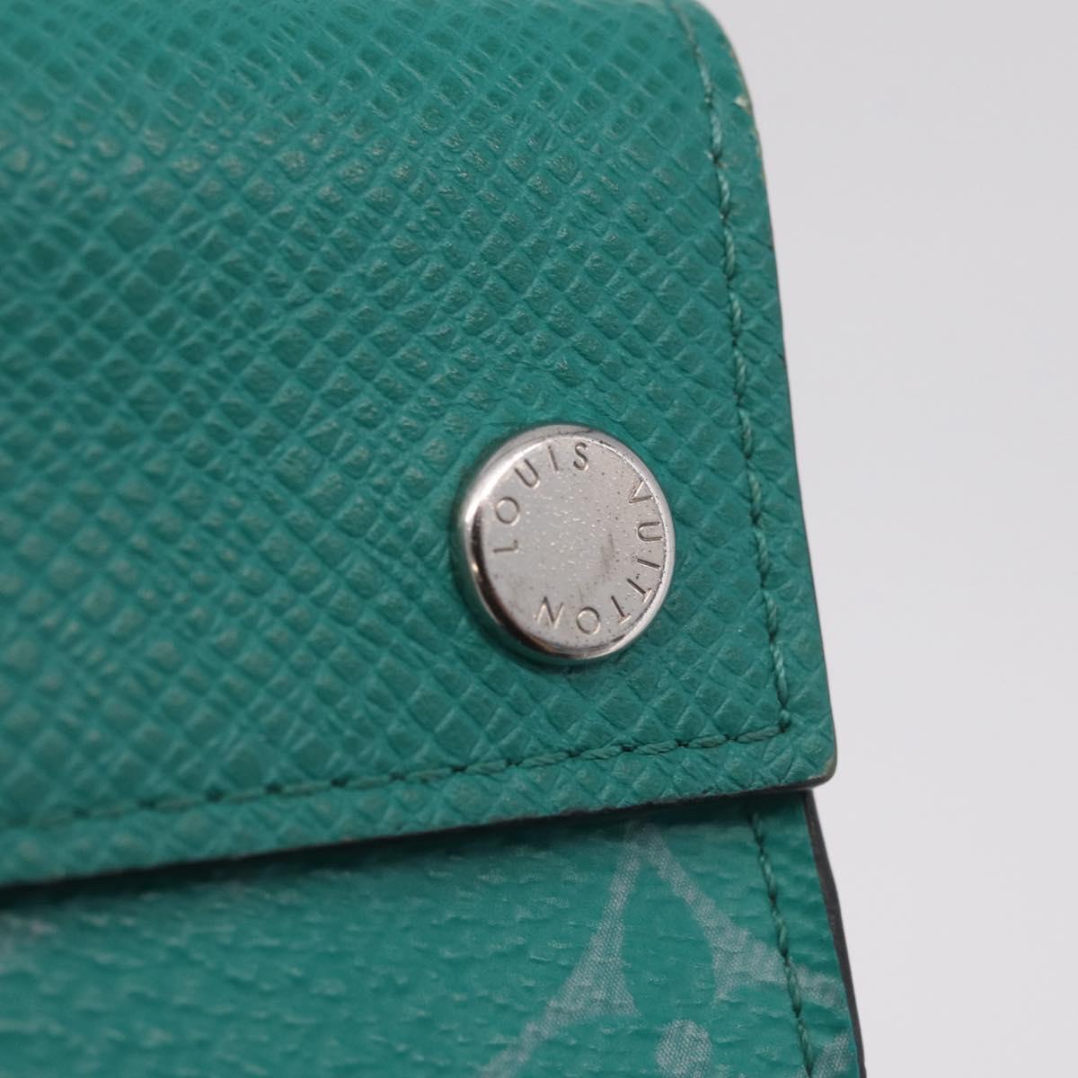 LOUIS VUITTON Tiger Lama Monogram Discovery Wallet Green M67626 LV Auth 210113V