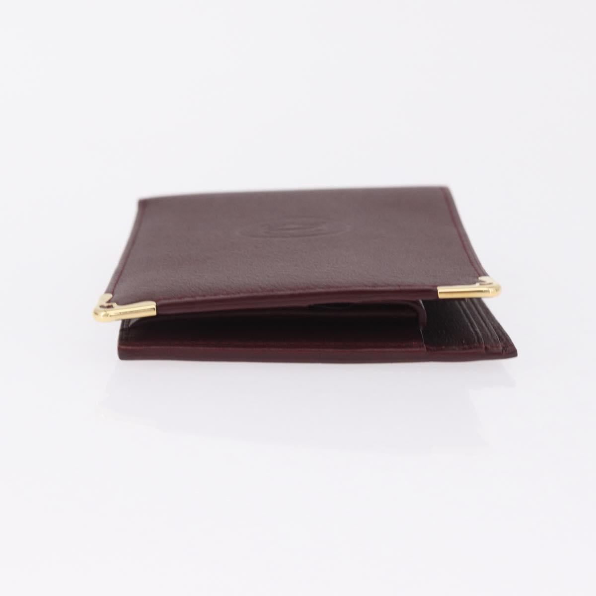 Cartier Wallet Leather Bordeaux Gold Auth 210114V