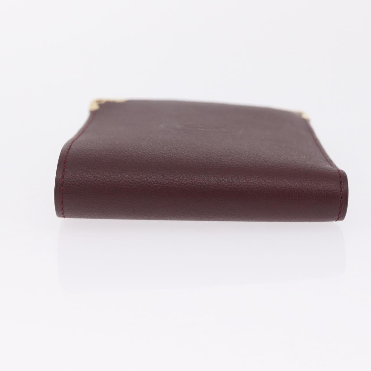 Cartier Wallet Leather Bordeaux Gold Auth 210114V