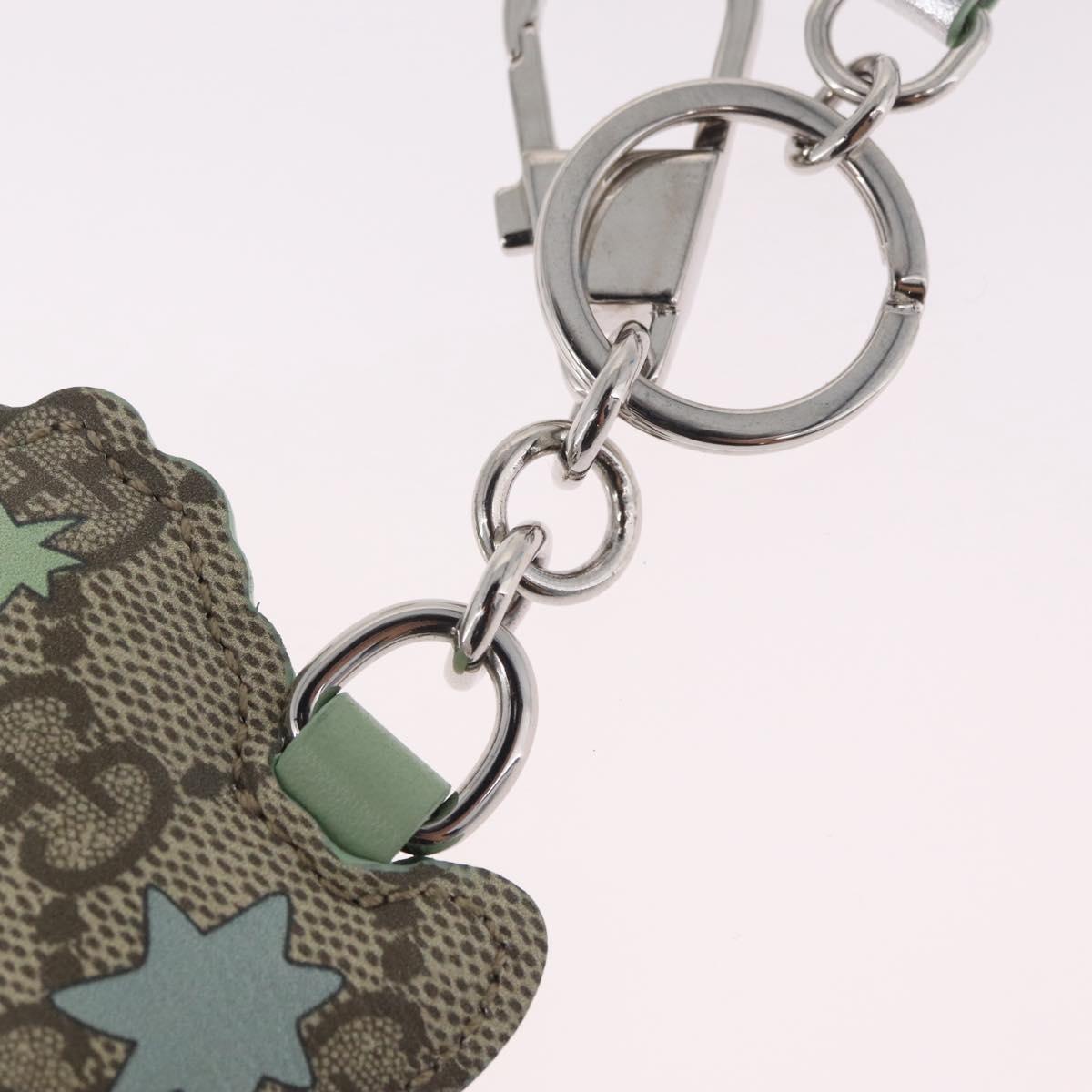 GUCCI GG Supreme Yuko Higuchi Boris Key Holder PVC Green Silver Auth 210125SM