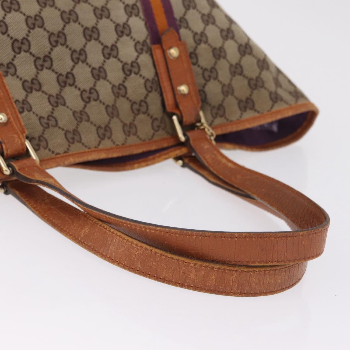 GUCCI GG Canvas Sherry Line Tote Bag Beige Gold 139260 Auth 210127