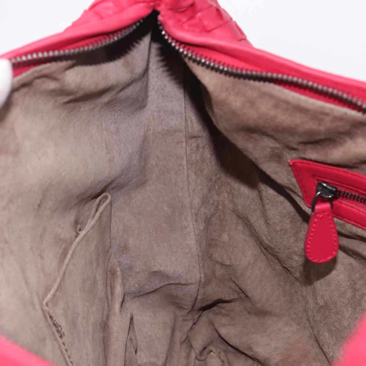 Bottega Veneta Hobo INTRECCIATO Bag Leather Red Silver 115654 Auth 210134V