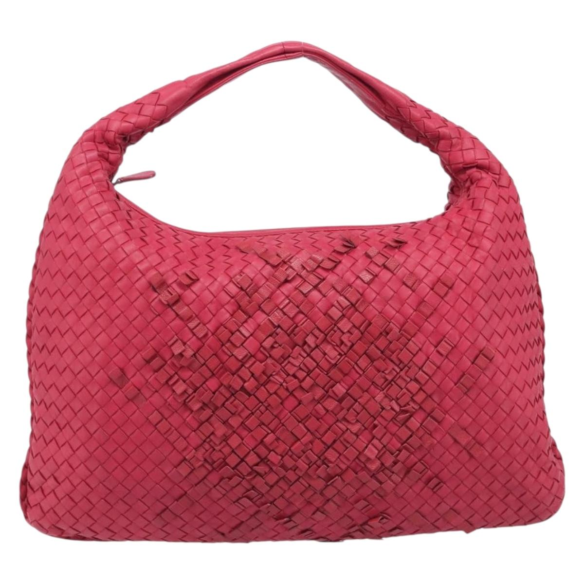 Bottega Veneta Hobo INTRECCIATO Bag Leather Red Silver 115654 Auth 210134V