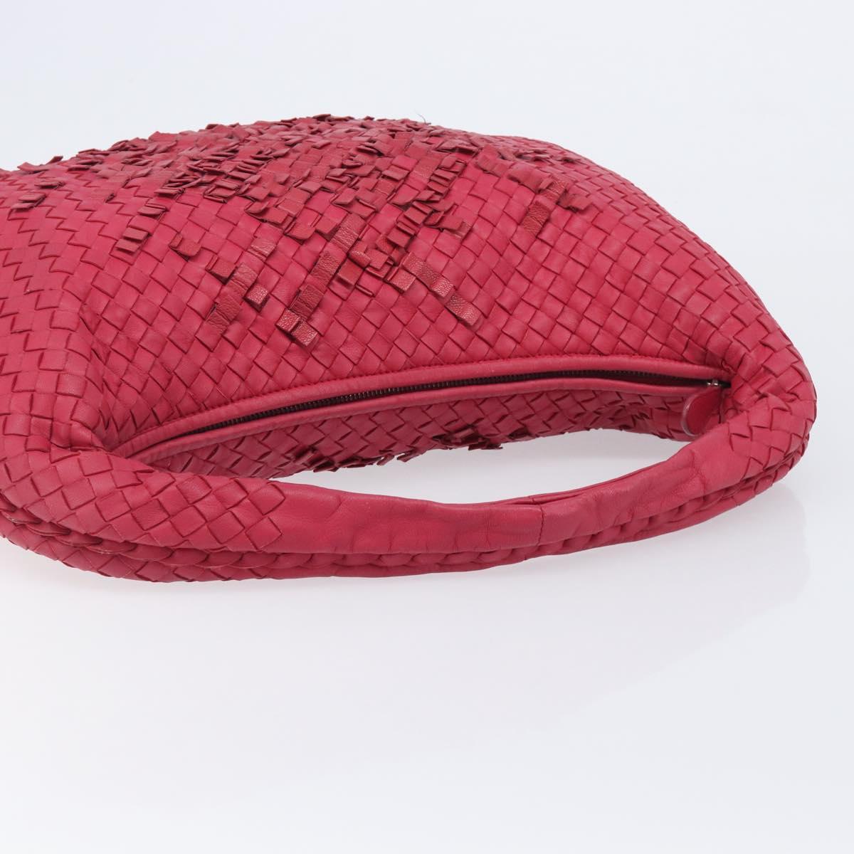 Bottega Veneta Hobo INTRECCIATO Bag Leather Red Silver 115654 Auth 210134V