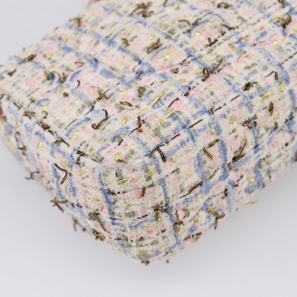 CHANEL Chain Matelasse25 Shoulder Bag Tweed Multicolor Gold CC Auth 210135SM