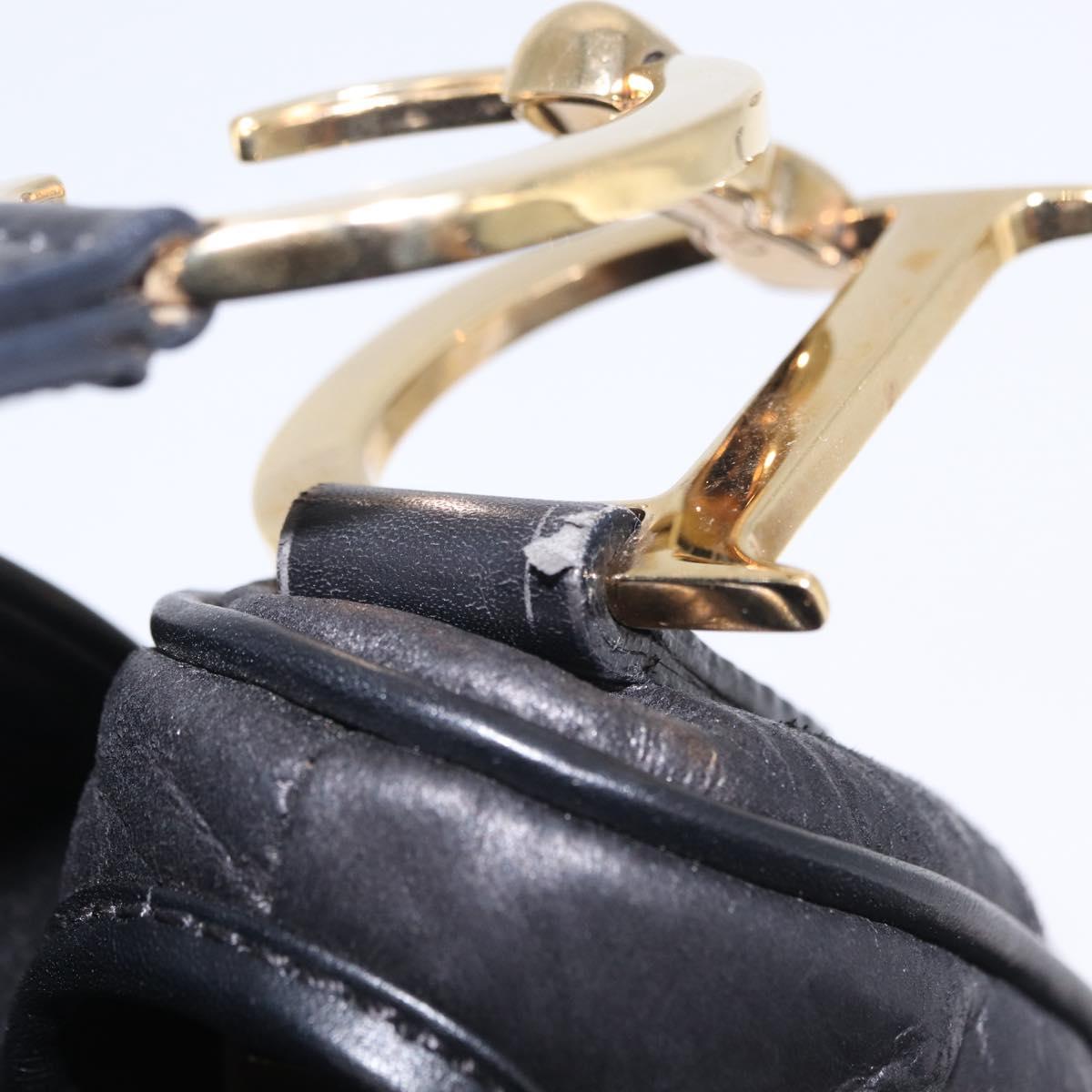 Christian Dior Saddle Shoulder Bag Leather Black Gold Auth 210137M