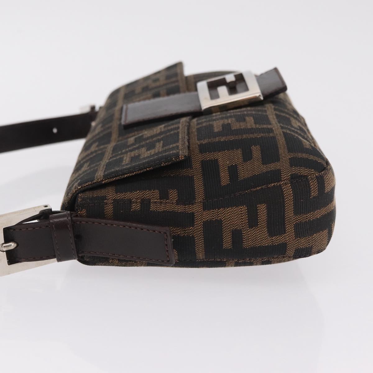 FENDI Zucca Canvas Mamma Baguette Shoulder Bag Brown Black 26424 Auth 210138V