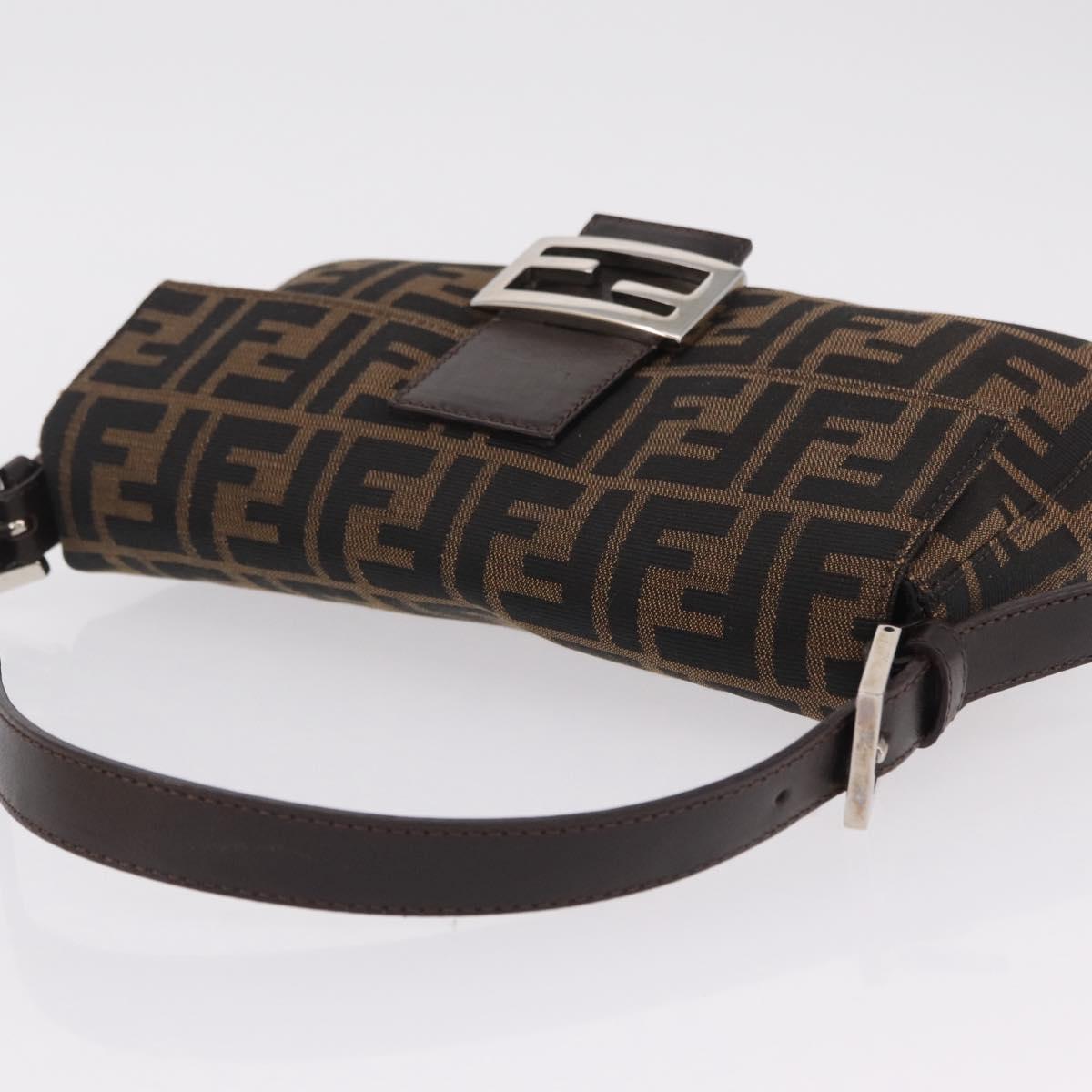 FENDI Zucca Canvas Mamma Baguette Shoulder Bag Brown Black 26424 Auth 210138V