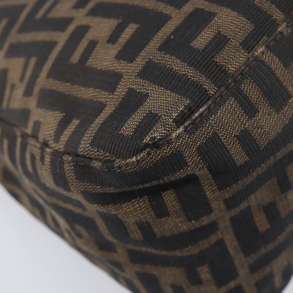 FENDI Zucca Canvas Mamma Baguette Shoulder Bag Brown Black 26325 Auth 210140V
