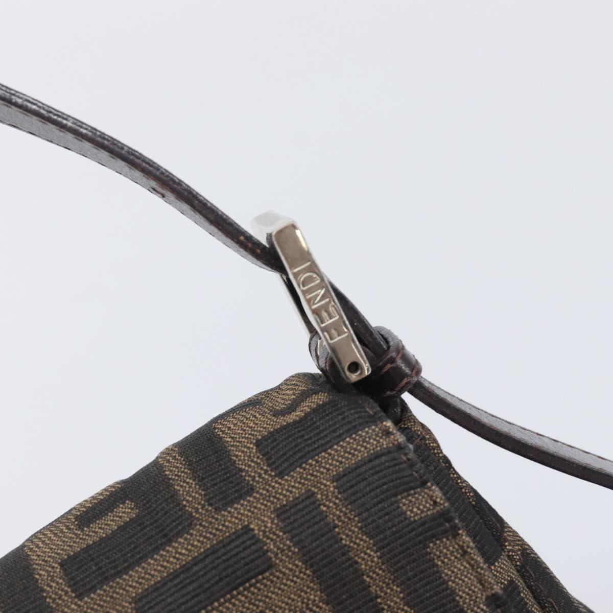 FENDI Zucca Canvas Mamma Baguette Shoulder Bag Brown Black 26325 Auth 210140V