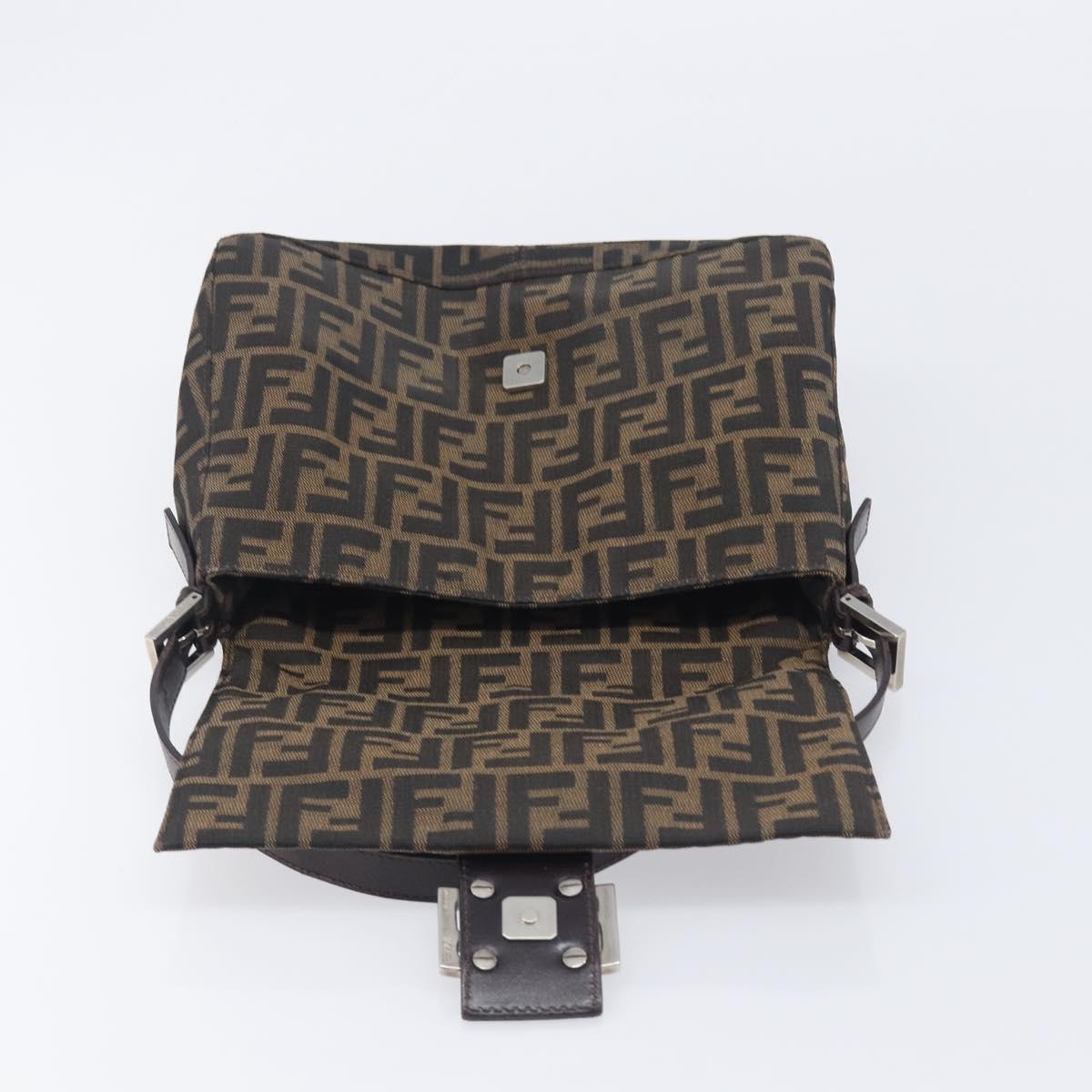 FENDI Zucca Canvas Mamma Baguette Shoulder Bag Brown Black 26325 Auth 210140V
