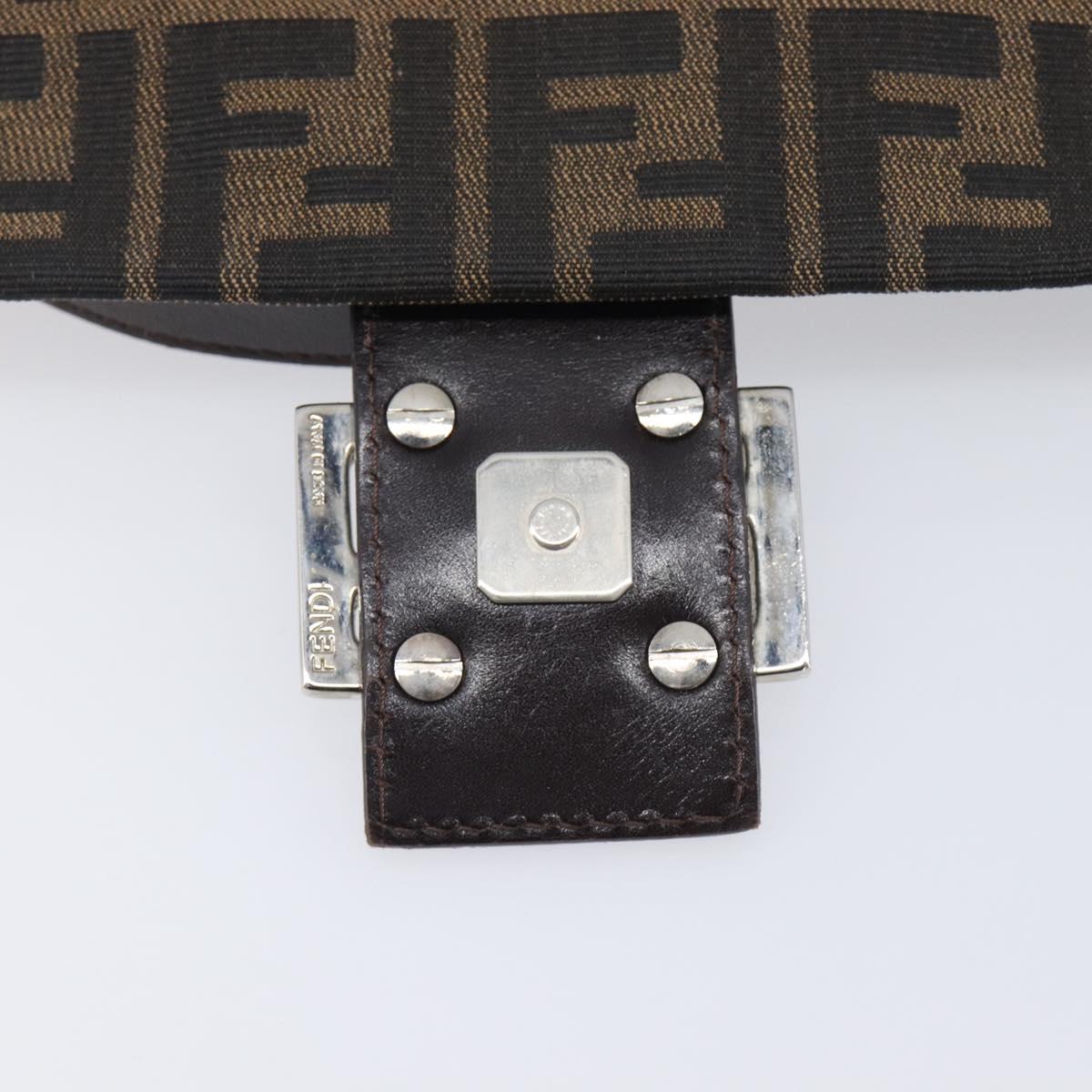 FENDI Zucca Canvas Mamma Baguette Shoulder Bag Brown Black 26325 Auth 210140V