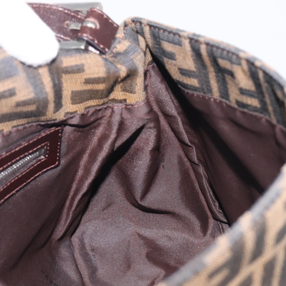 FENDI Zucca Canvas Mamma Baguette Shoulder Bag Brown Black 26325 Auth 210140V
