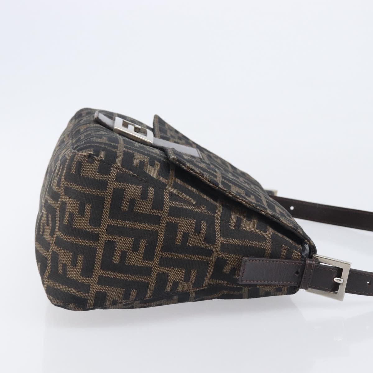 FENDI Zucca Canvas Mamma Baguette Shoulder Bag Brown Black 26325 Auth 210140V