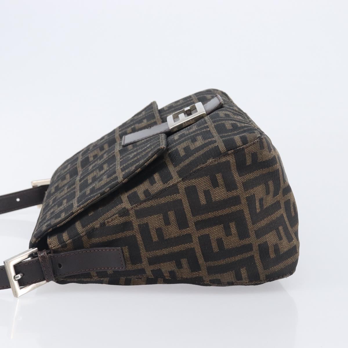 FENDI Zucca Canvas Mamma Baguette Shoulder Bag Brown Black 26325 Auth 210140V