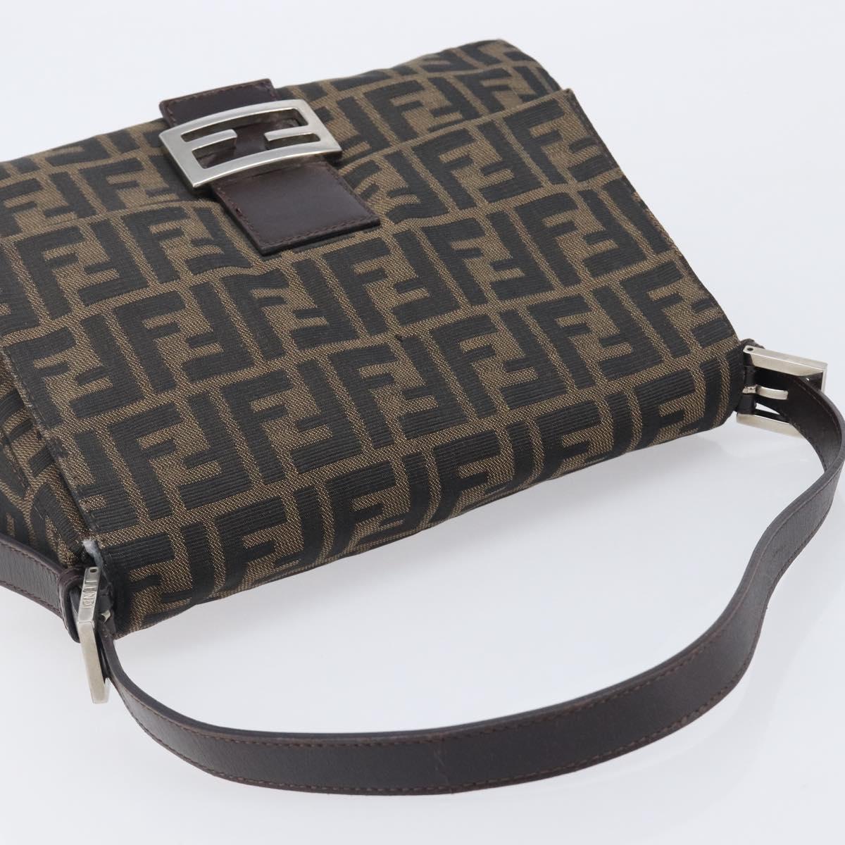 FENDI Zucca Canvas Mamma Baguette Shoulder Bag Brown Black 26325 Auth 210140V