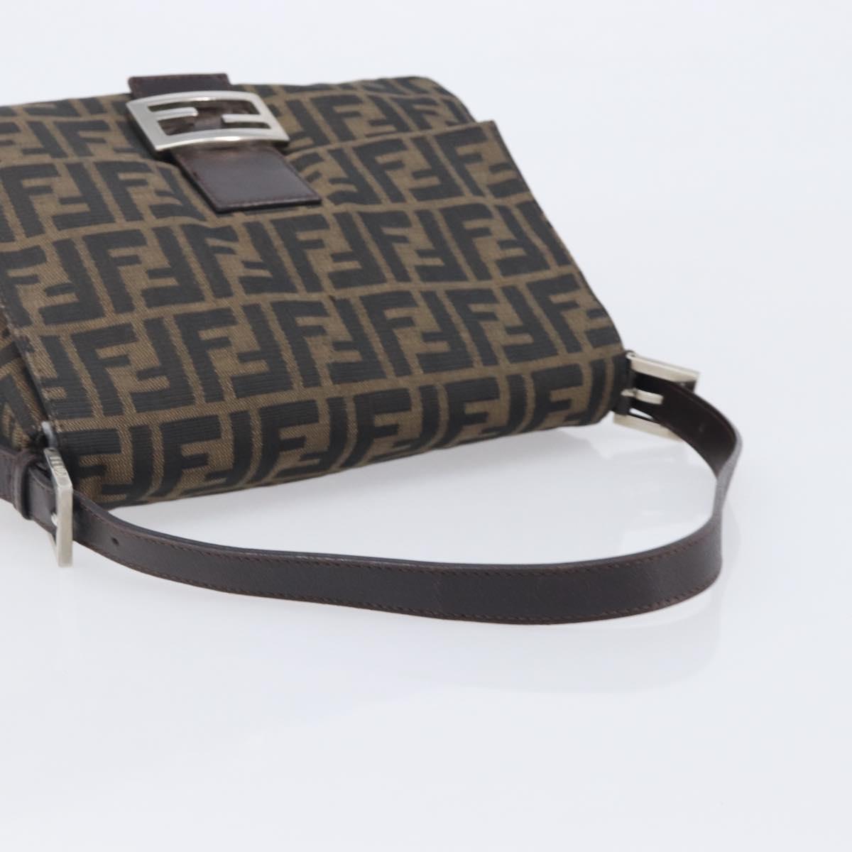 FENDI Zucca Canvas Mamma Baguette Shoulder Bag Brown Black 26325 Auth 210140V