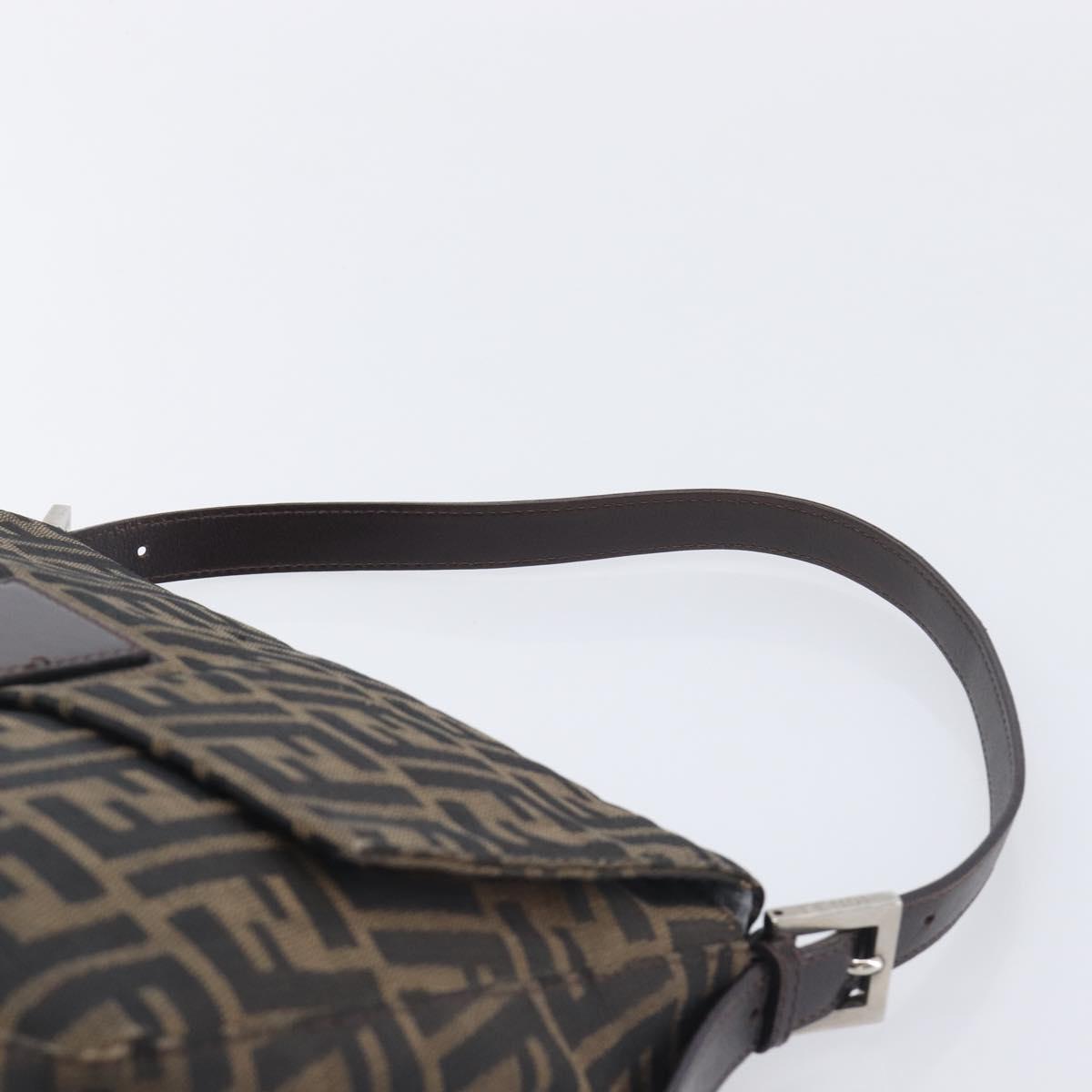 FENDI Zucca Canvas Mamma Baguette Shoulder Bag Brown Black 26325 Auth 210140V