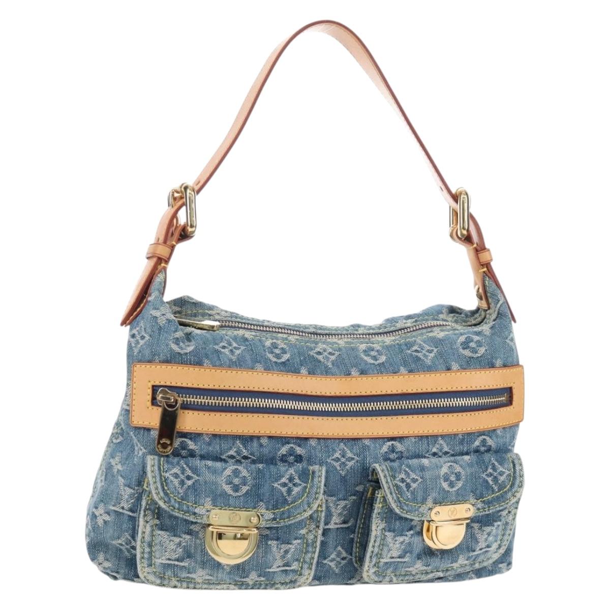 LOUIS VUITTON Monogram Denim Buggy PM Shoulder Bag Blue M95049 LV Auth 210141V