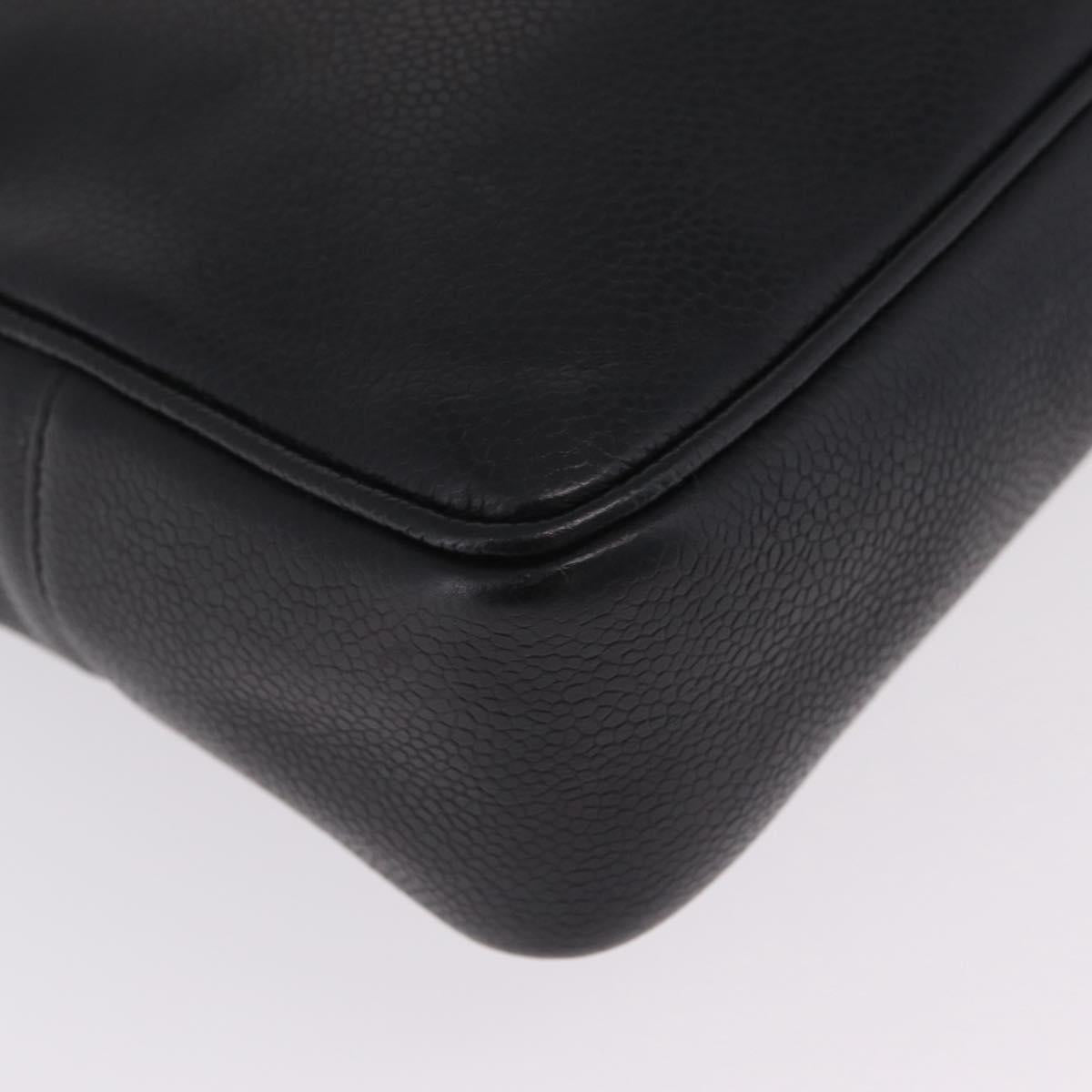 CHANEL Chain Shoulder Tote Bag Caviar Skin Black Gold CC Auth 210150V