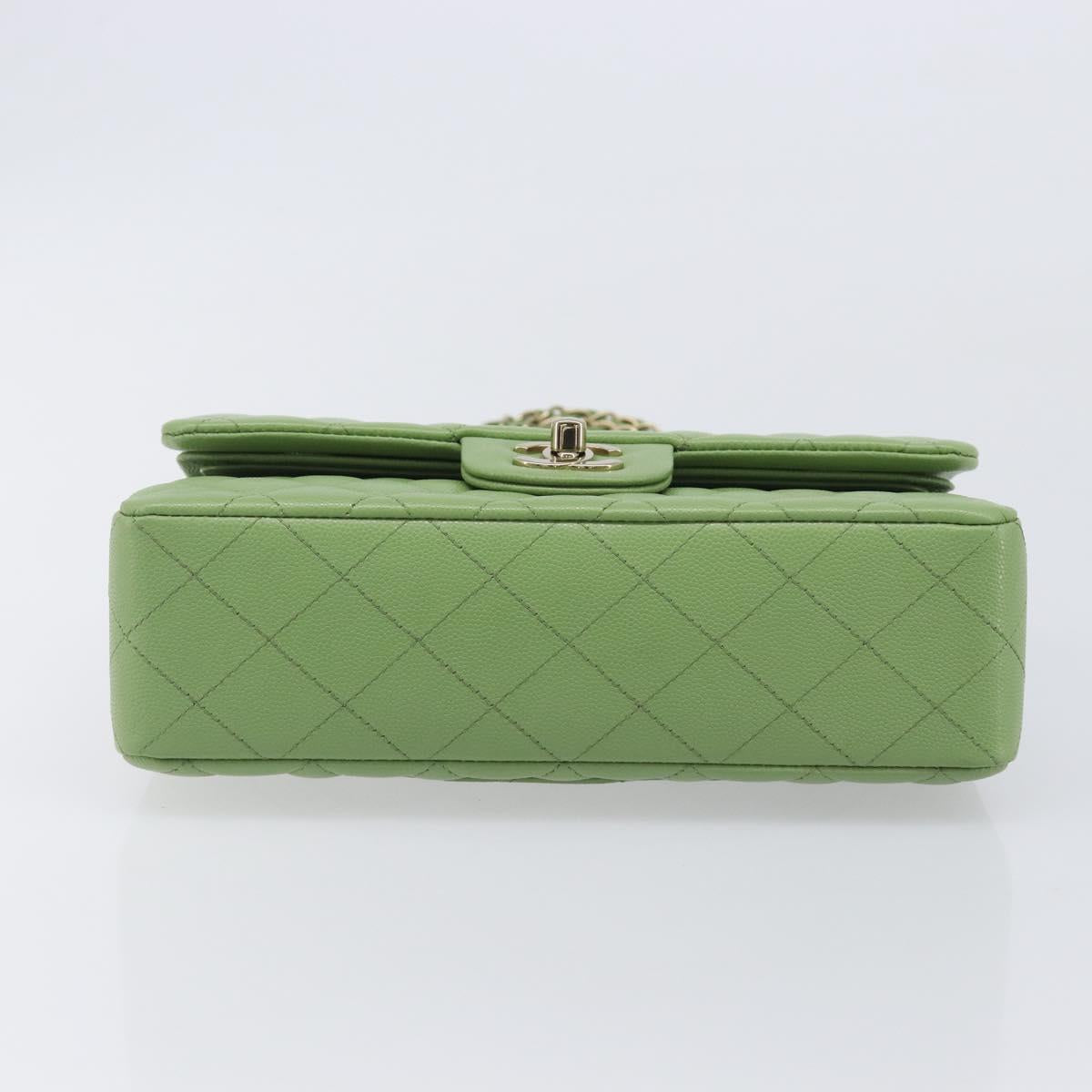 CHANEL Matelasse23 Chain Shoulder Bag Caviar Skin Green Gold CC Auth 210152SM