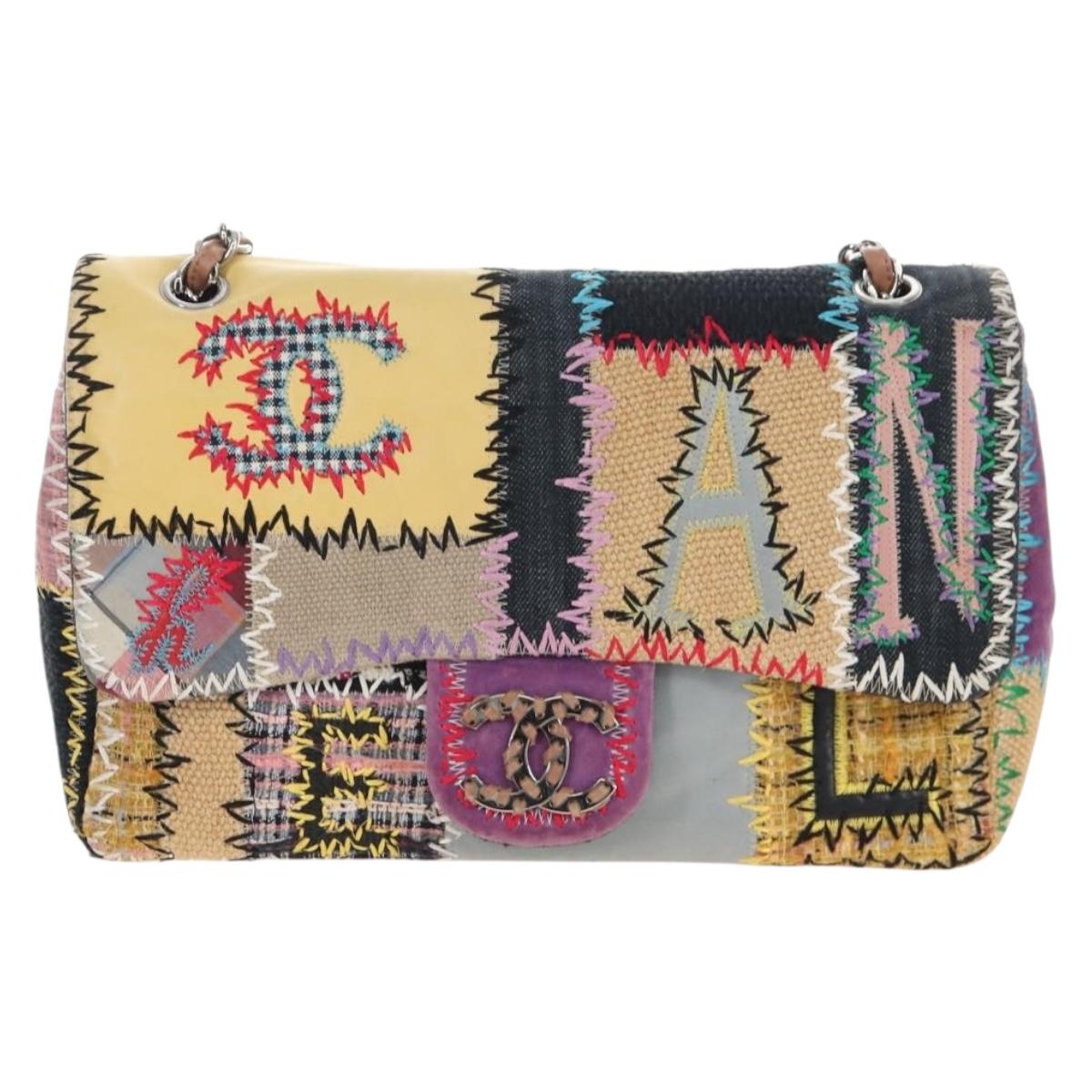 CHANEL Chain Big Matelasse30 Bag Tweed Multicolor Silver CC Auth 210159SM