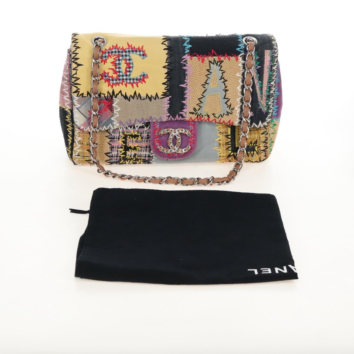 CHANEL Chain Big Matelasse30 Bag Tweed Multicolor Silver CC Auth 210159SM