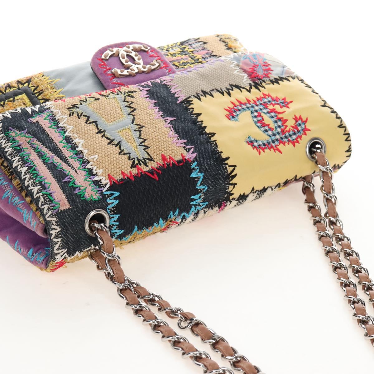 CHANEL Chain Big Matelasse30 Bag Tweed Multicolor Silver CC Auth 210159SM