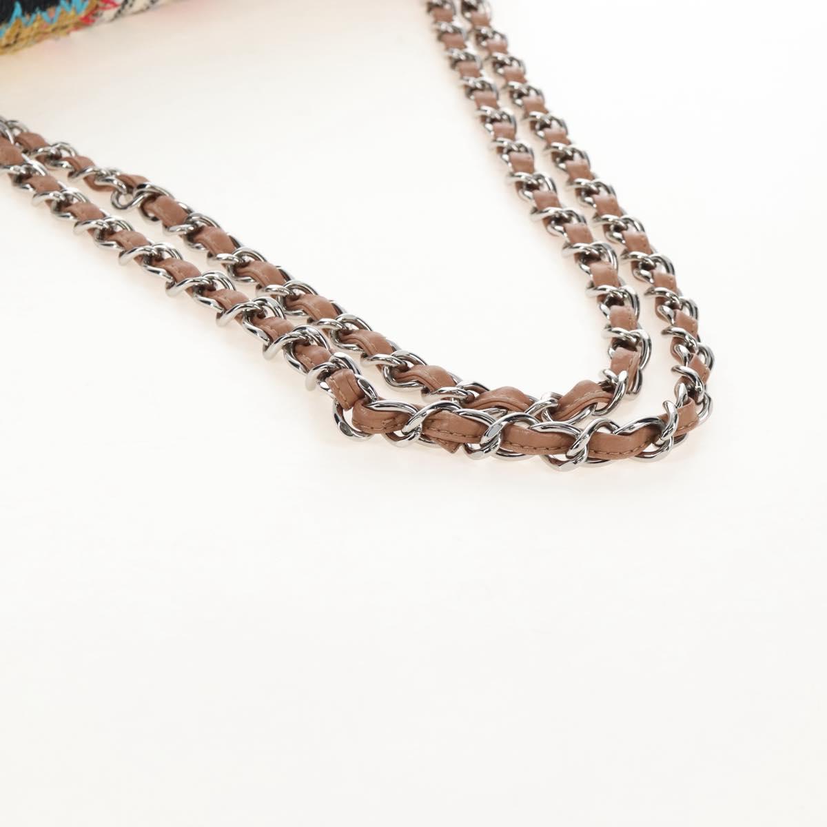 CHANEL Chain Big Matelasse30 Bag Tweed Multicolor Silver CC Auth 210159SM