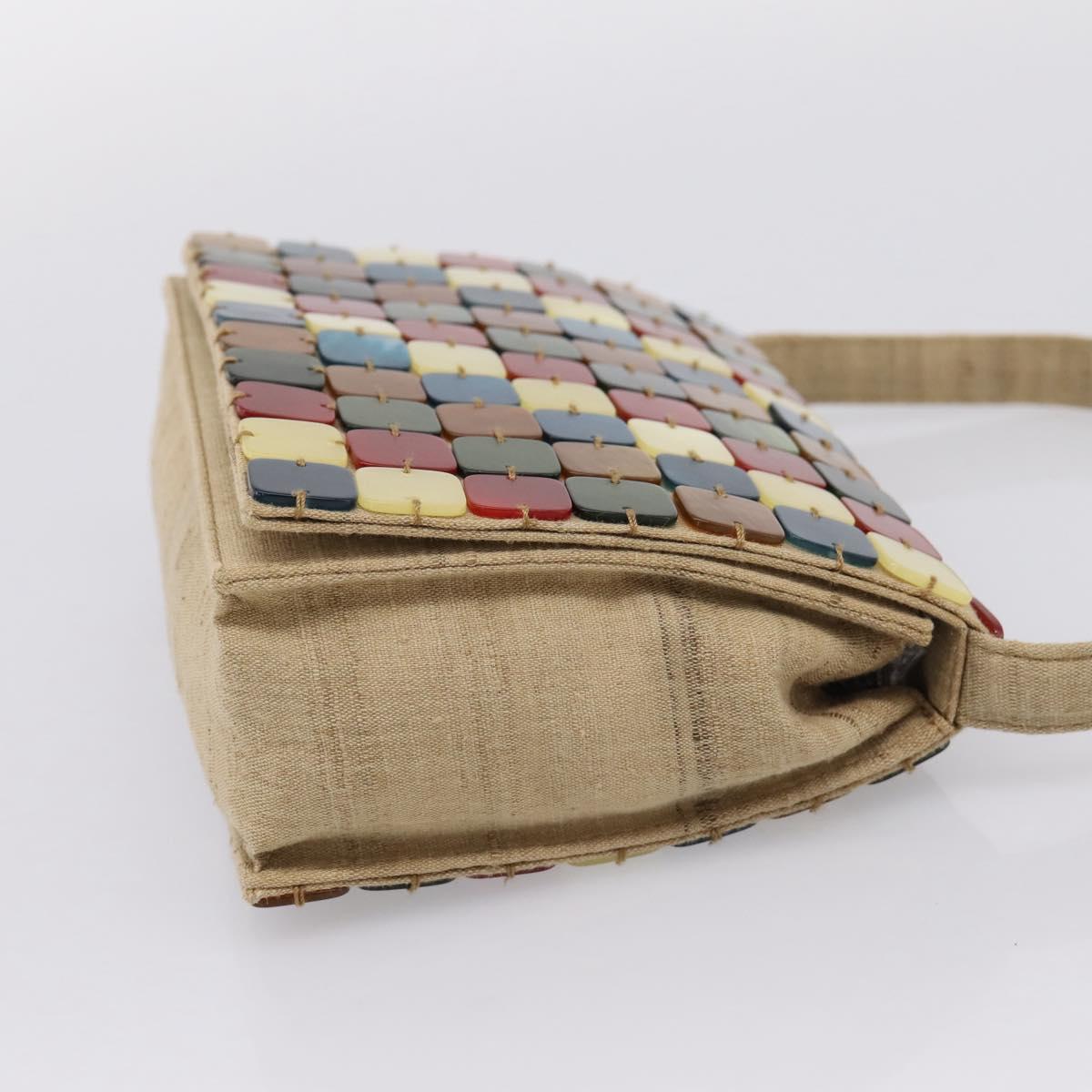 Bottega Veneta Hand Bag Canvas Beige Silver Auth 210160V