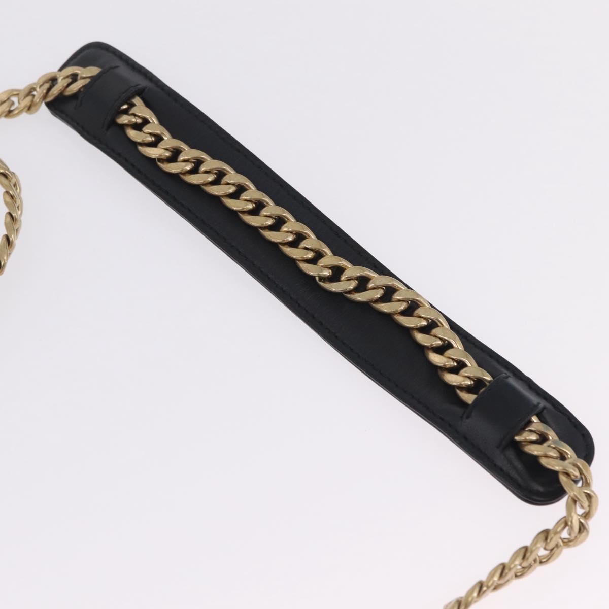 PRADA Chain Shoulder Bag Leather Black Gold Auth 210161SM